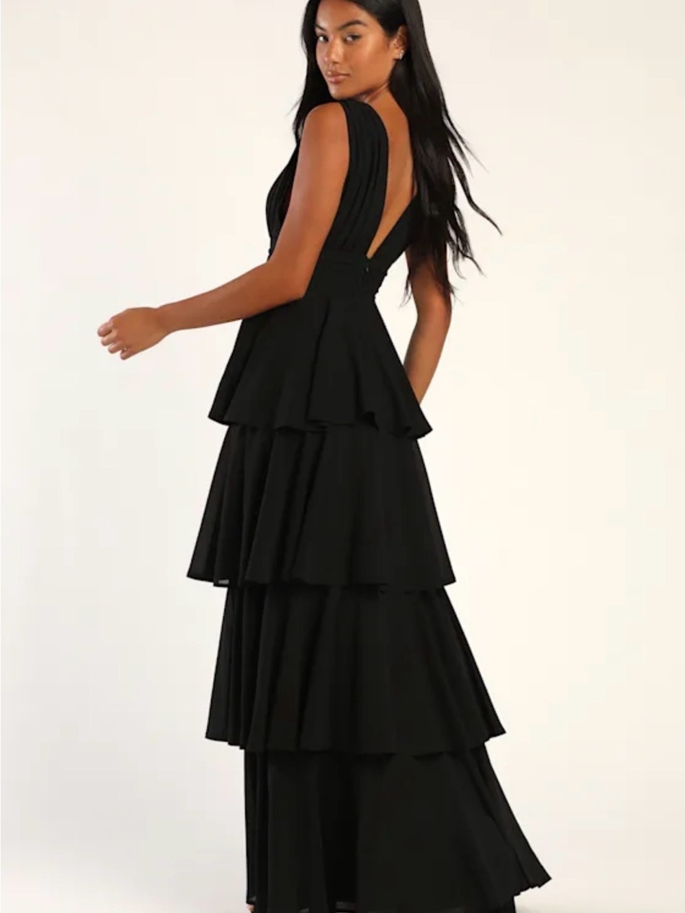 Lulu's Black Tiered Maxi Dress
